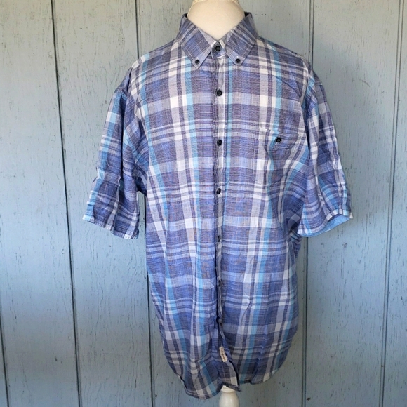 Weatherproof Plaid Button Down Short Sleeve Shirt - Picture 2 of 13